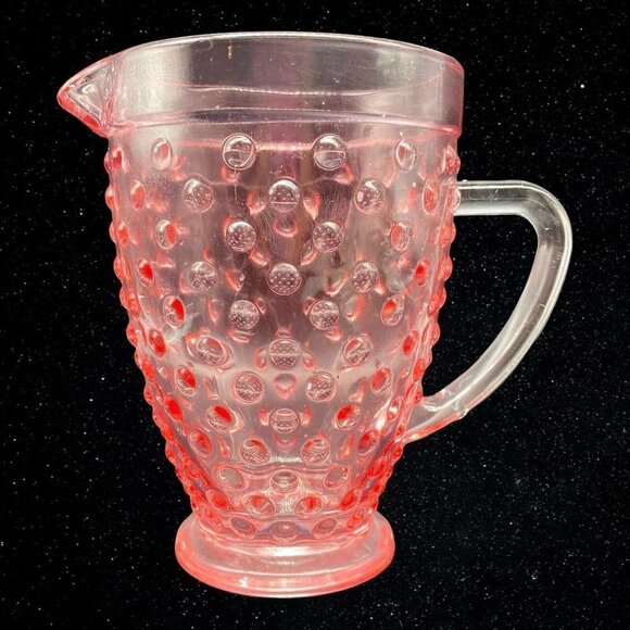 Pink Pitcher Glass | Accents | Vintage Art Glass Light Pink Hobnail ...
